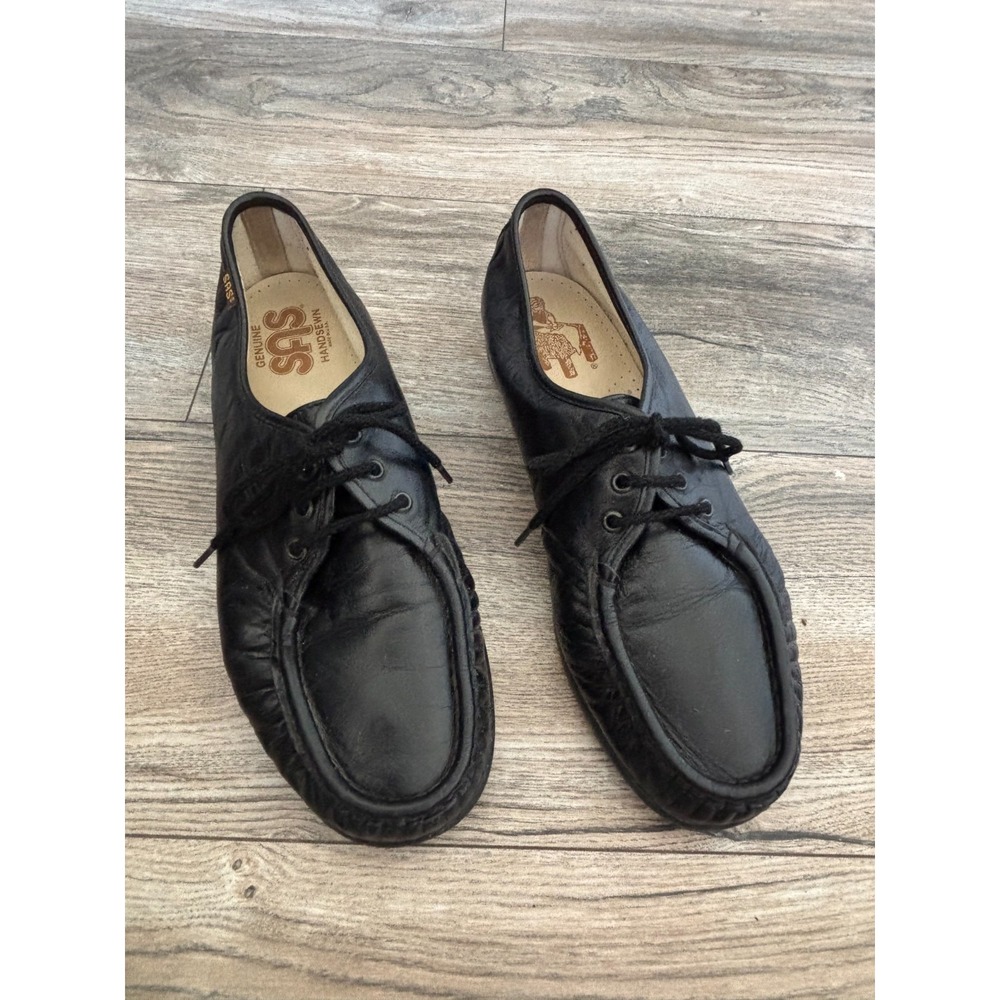 SAS Siesta Loafer 11 Black Leather Moccasin Grandma Hand Sewn Comfort Oxford